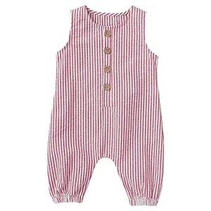 Baby Seersucker Sleeveless Jumpsuit Striped Romper Red & White 9-12 Months NEW!